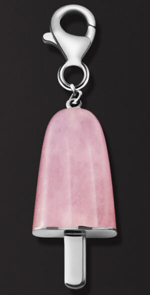 Ambrosini Jewels -  Pendente Argento 925°  Ghiacciolo Finitura Bianca Pietra Rosa Piccolo (21x14 Mm) (PG 03 01 08)  JEWELRY_main