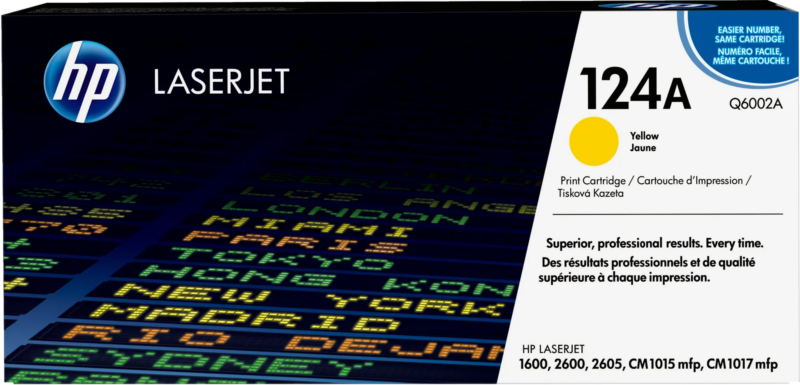 HP 124A Yellow Original LaserJet Toner Cartridge;~2;000 pages. . (Colour LaserJet 2600n ). (Q6002A)