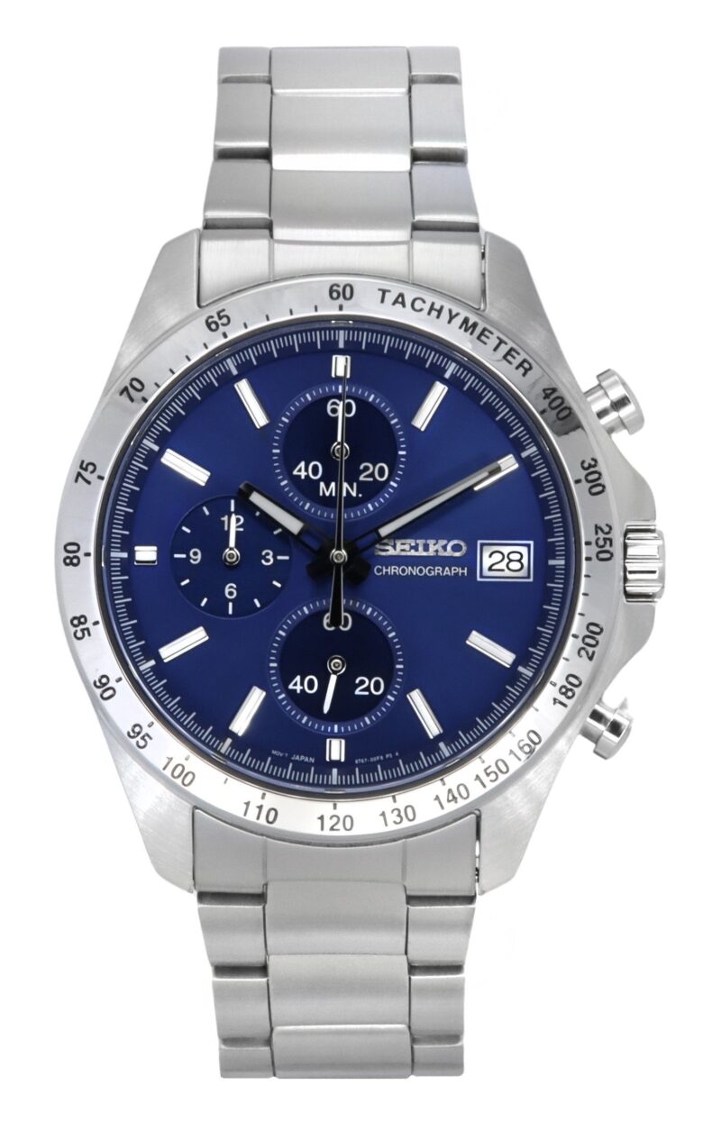 Seiko Spirit Chronograph Stainless Steel Blue Dial Quartz SBTR023 100M Men's Watch