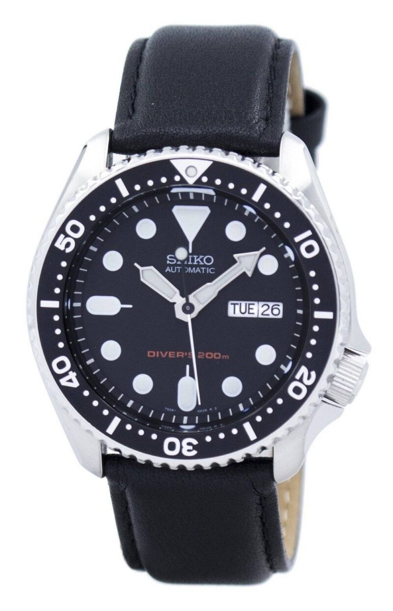 Seiko Automatic Diver's Black Leather SKX007K1-var-LS10 200M Men's Watch