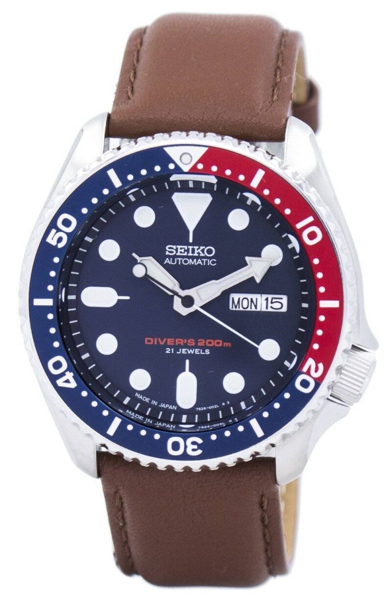 Seiko Automatic Diver's Brown Leather SKX009J1-var-LS12 200M Men's Watch