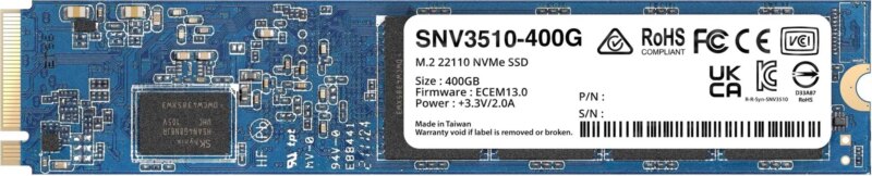 Synology 400GB M.2 22110 NVMe SSD; built for demanding cache deployments in Synology rackmount NAS (SNV3510-400G)_1