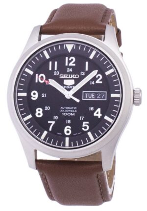Seiko 5 Sports Automatic Brown Leather SNZG15K1-var-LS12 100M Men's Watch