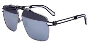 Philipp Plein Sunglasses Spp049m Shiny Palladium Semi Matte Black (SPP049M-K07X 63-11-145) Men's EYEWEAR_main