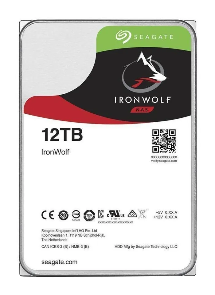 Seagate Ironwolf 12TB NAS; 3.5'' Internal; SATA 6GB/s; RPM 7200; 256MB Cache (ST12000VN0008)