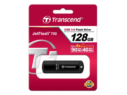 TRANSCEND 128GB JETFLASH 700 USB 3.1 GEN 1 (USB 5Gbps) FLASH DRIVE (TS128GJF700)