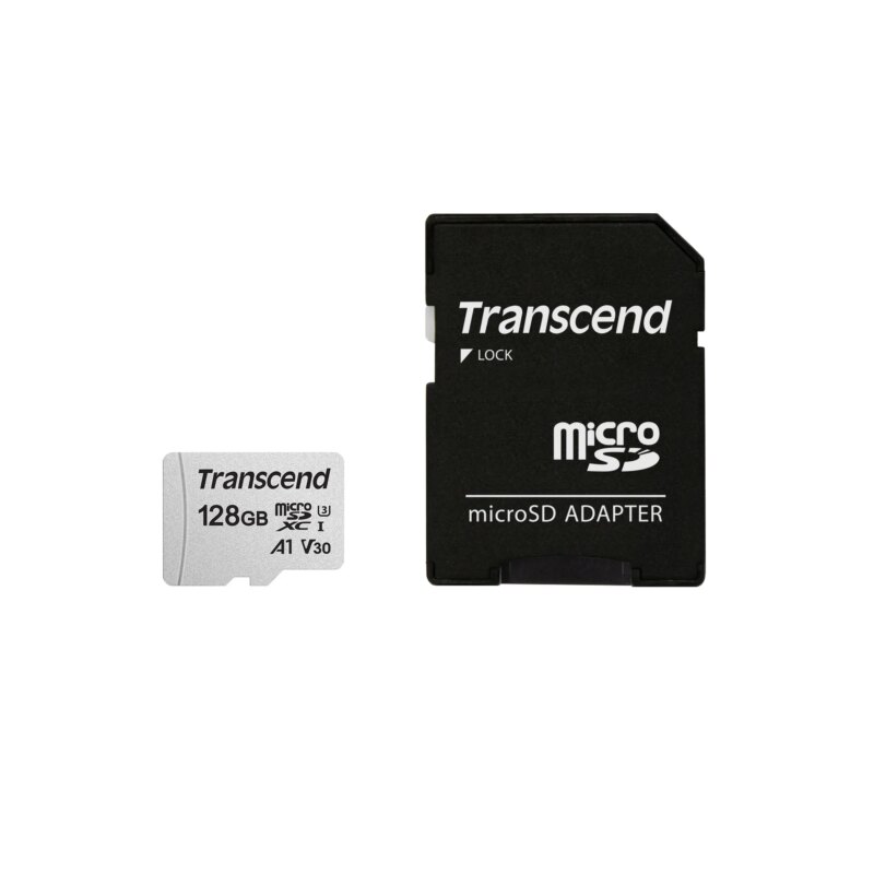 TRANSCEND 128GB MICRO SDXC C 10 UHS-I U1/U3 V30 A1 WITH ADAPTOR (TS128GUSD300S-A)_1