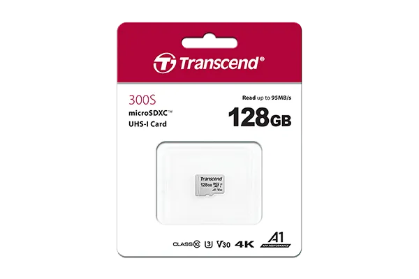 TRANSCEND 128GB MICRO SDXC C 10 UHS-I U1/U3 V30 A1 WITH ADAPTOR (TS128GUSD300S-A)