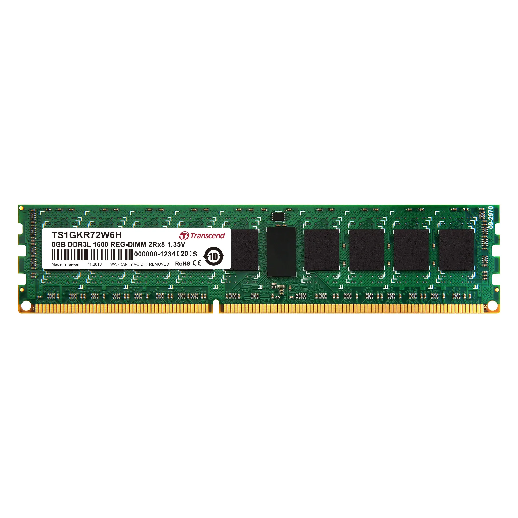 TRANSCEND 8GB DDR3-1600 LOW VOLTAGE REG DIMM (2Rx8) CL 11 (TS1GKR72W6H)