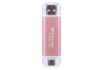 TRANSCEND 1 TB ESD310P USB3.2 TYPE A & C (USB 10Gbps) OTG COMPACT PORTABLE SSD  - Read 1050MB/s Write 950 MB/s - Pink (TS1TESD310P)