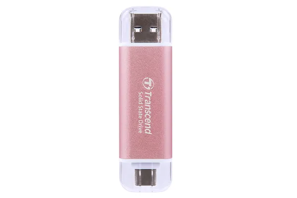 TRANSCEND 1 TB ESD310P USB3.2 TYPE A & C (USB 10Gbps) OTG COMPACT PORTABLE SSD  - Read 1050MB/s Write 950 MB/s - Pink (TS1TESD310P)