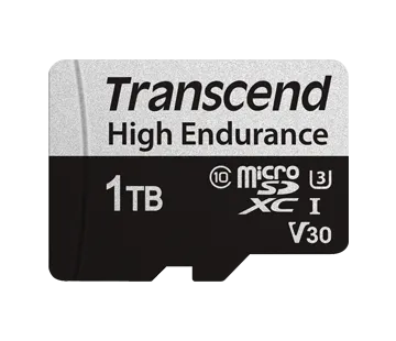 TRANSCEND 350V 1TB HIGH ENDURANCE MICRO SD UHS-I  U3 V30 CLASS10 - READ 100 MB/S - WRITE 60MB/S - WITH SD ADPTOR (TS1TUSD350V)