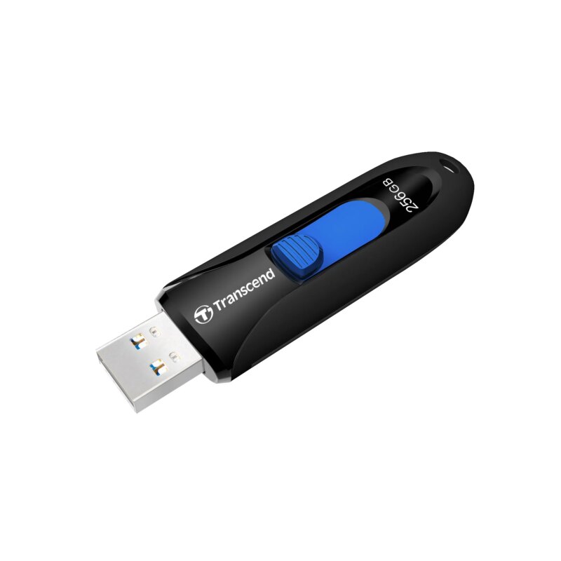 TRANSCEND 256GB JF790 USB3.1 GEN 1 CAPLESS FLASH DRIVE - BLACK AND BLUE (TS256GJF790K)_1