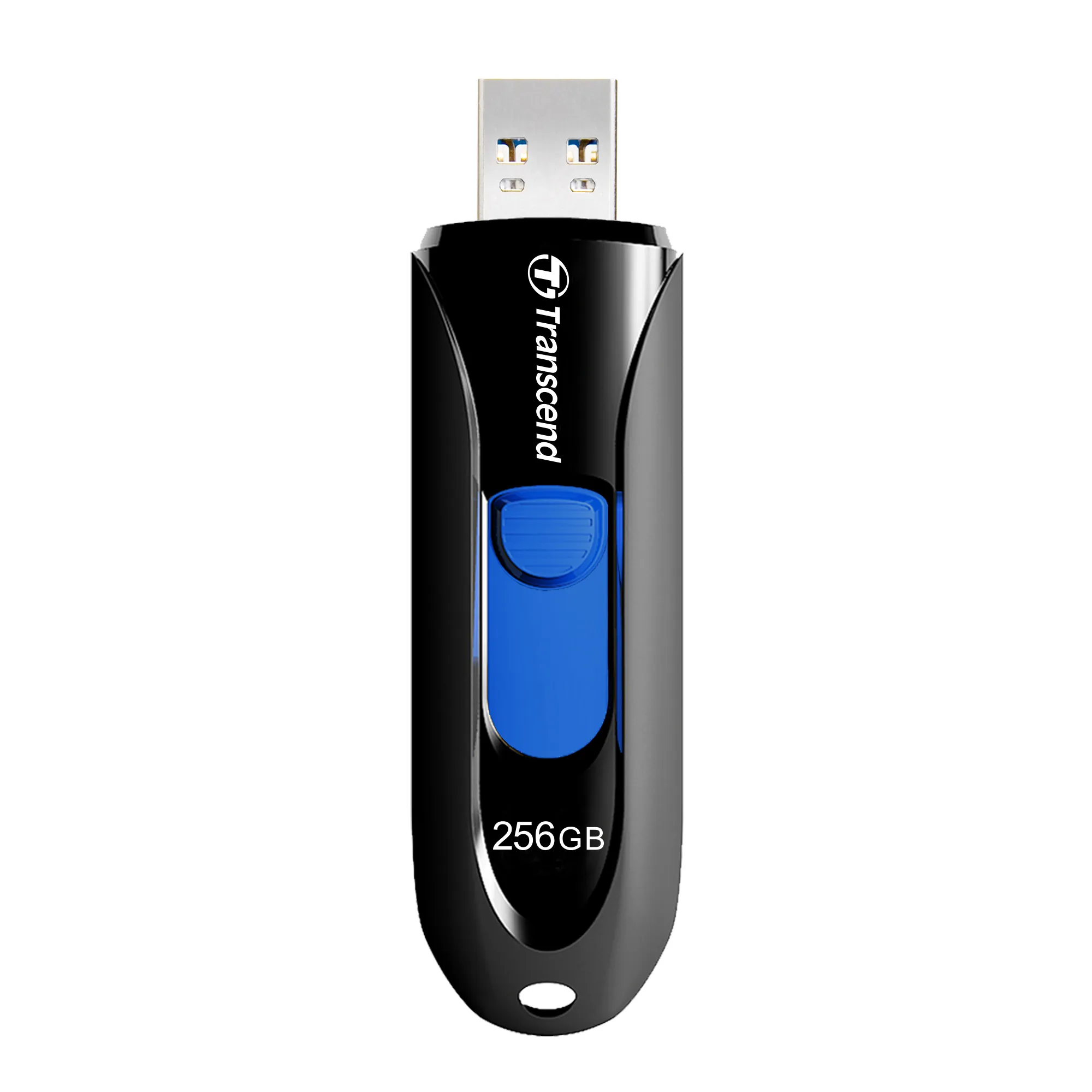 TRANSCEND 256GB JF790 USB3.1 GEN 1 CAPLESS FLASH DRIVE - BLACK AND BLUE (TS256GJF790K)