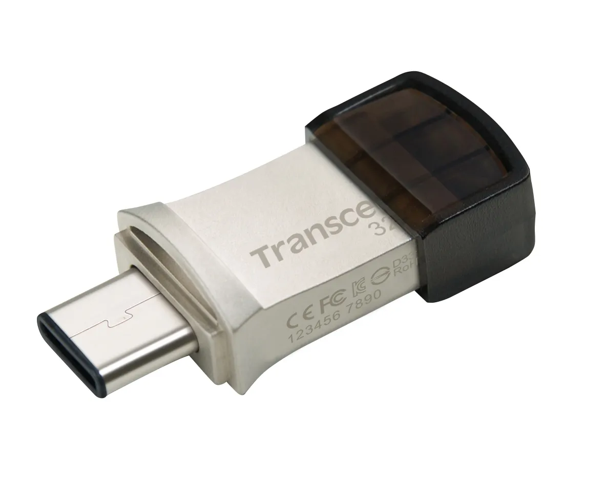 TRANSCEND 32GB JETFLASH 890 USB-C & USB 3.1 OTG FLASH DRIVE - SILVER (TS32GJF890S)
