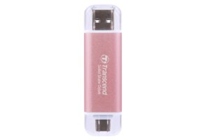 TRANSCEND 512 GB ESD310P USB3.2 TYPE A & C (USB 10Gbps) OTG COMPACT PORTABLE SSD  - Read 1050MB/s Write 950 MB/s - PINK (TS512GESD310P)