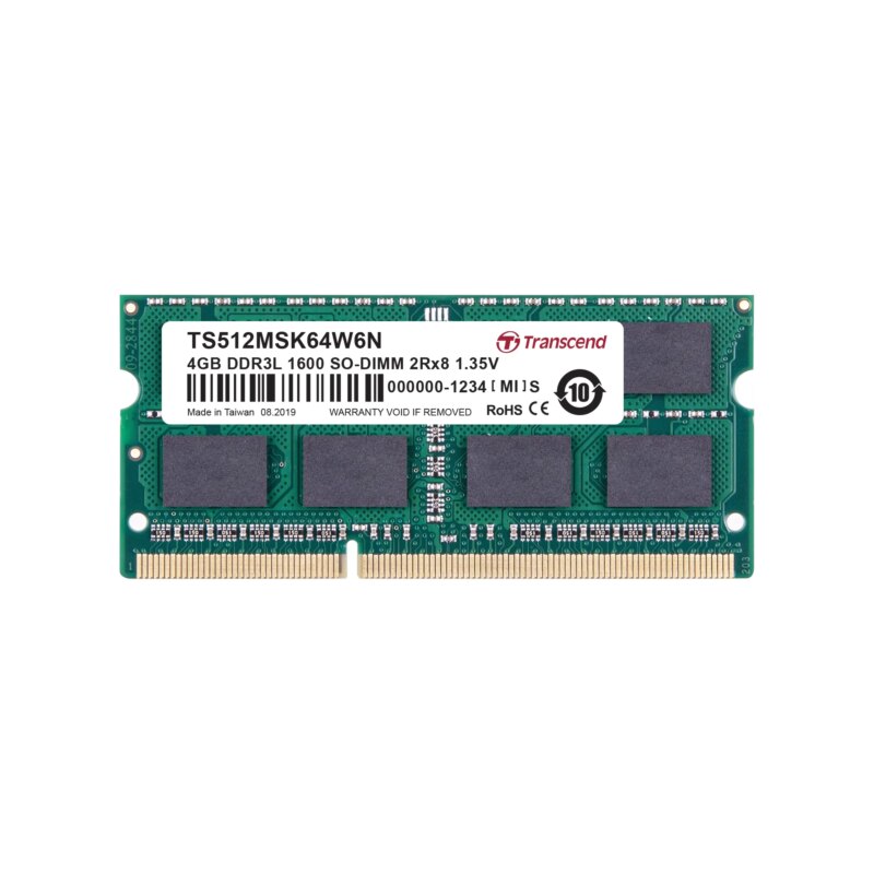 TRANSCEND 4GB LOW / DUAL VOLTAGE DDR3-1600 DUAL RANK SO-DIMM 2Rx8 CL11 (TS512MSK64W6N)