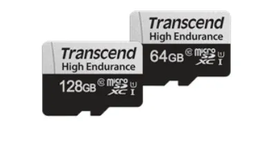 TRANSCEND 350V 64GB HIGH ENDURANCE MICRO SD UHS-I  U1 CLASS10 - READ 100 MB/S - WRITE 45MB/S - WITH SD ADPTOR (TS64GUSD350V)
