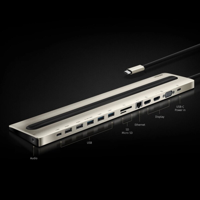 ATEN Dock; 15'' USB-C Multiport Dock;  - 2 x USB 2.0; 3 x USB3.2 Type A; 1 x USB3.2 Type C; 2 x HDMI; 1 x VGA; 1 x RJ45 female (UH3237)_5