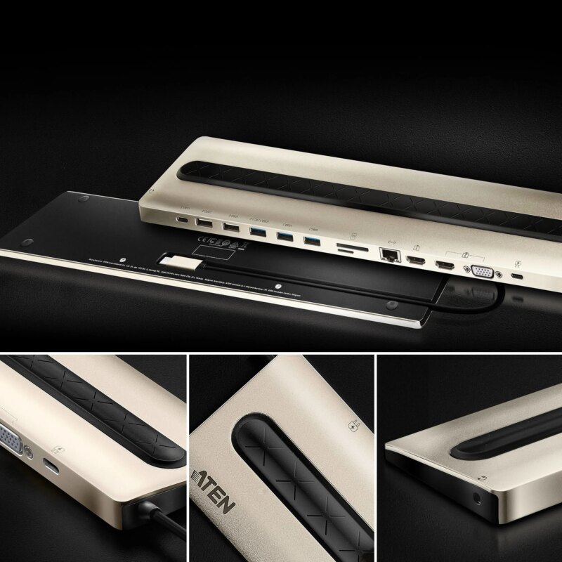 ATEN Dock; 15'' USB-C Multiport Dock;  - 2 x USB 2.0; 3 x USB3.2 Type A; 1 x USB3.2 Type C; 2 x HDMI; 1 x VGA; 1 x RJ45 female (UH3237)_9