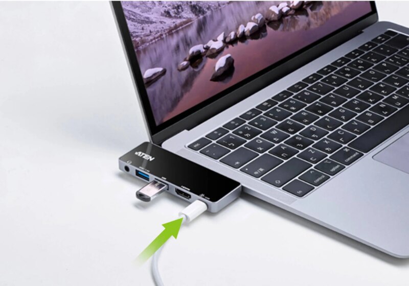 ATEN Dock; USB-C 5-in-1 Travel Dock with Power Pass-Through - 1 x audio port; 2 x USB Type-A ports; 1 x HDMI; 1 x USB-C (UH3238)_2