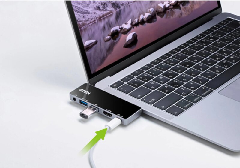ATEN Dock; USB-C 5-in-1 Travel Dock with Power Pass-Through - 1 x audio port; 2 x USB Type-A ports; 1 x HDMI; 1 x USB-C (UH3238)_3