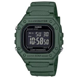 Casio Timeless Collection Sport Illuminator Wr 50m. Alarm. Chronograph - Army Green (W-218H-3BVEF) Men's Watch_main