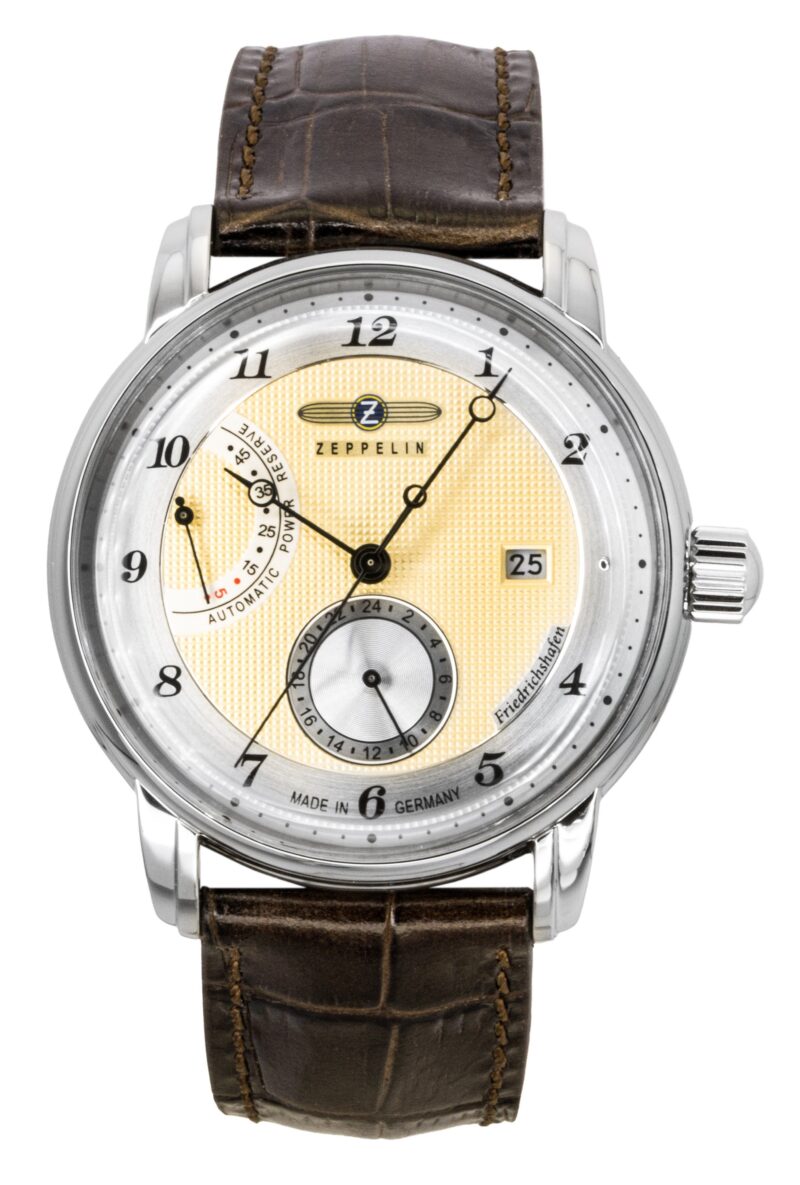 Zeppelin Friedrichshafen Brown Leather Strap Gold Dial Automatic 85905 Men's Watch