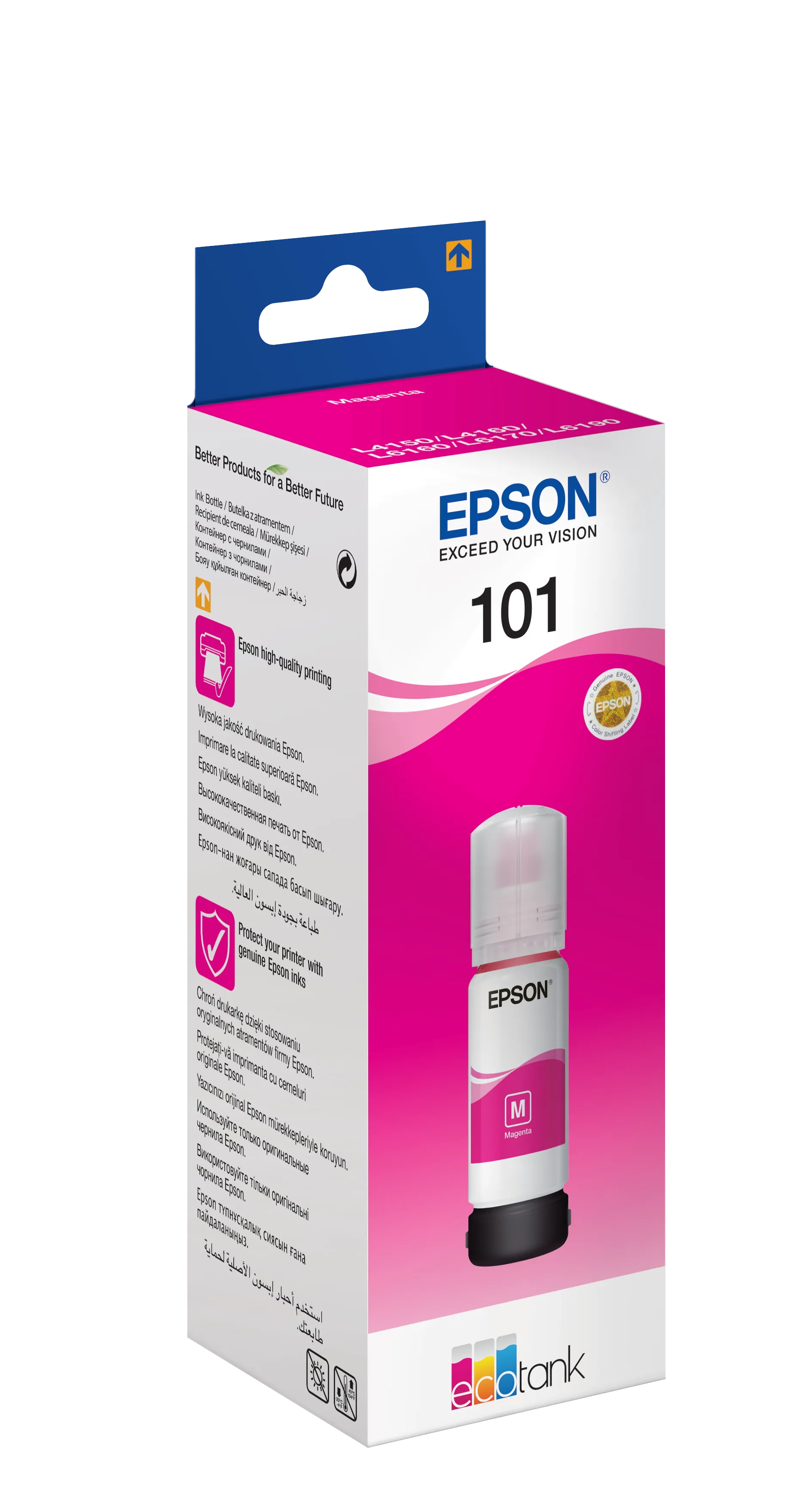 Epson 101 Ecotank Magenta ink bottle (70ml). 6000 pages @ 5% coverage. (C13T03V34A)