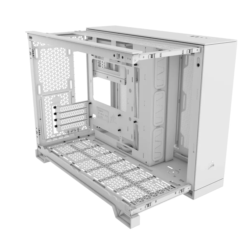 iCUE 2500X Micro ATX White Dual Chamber PC Case; 2x 2.5'' Drive Bays; 2x 3.5''; Up to 360mm Radiator compatible (CC-9011266-WW)