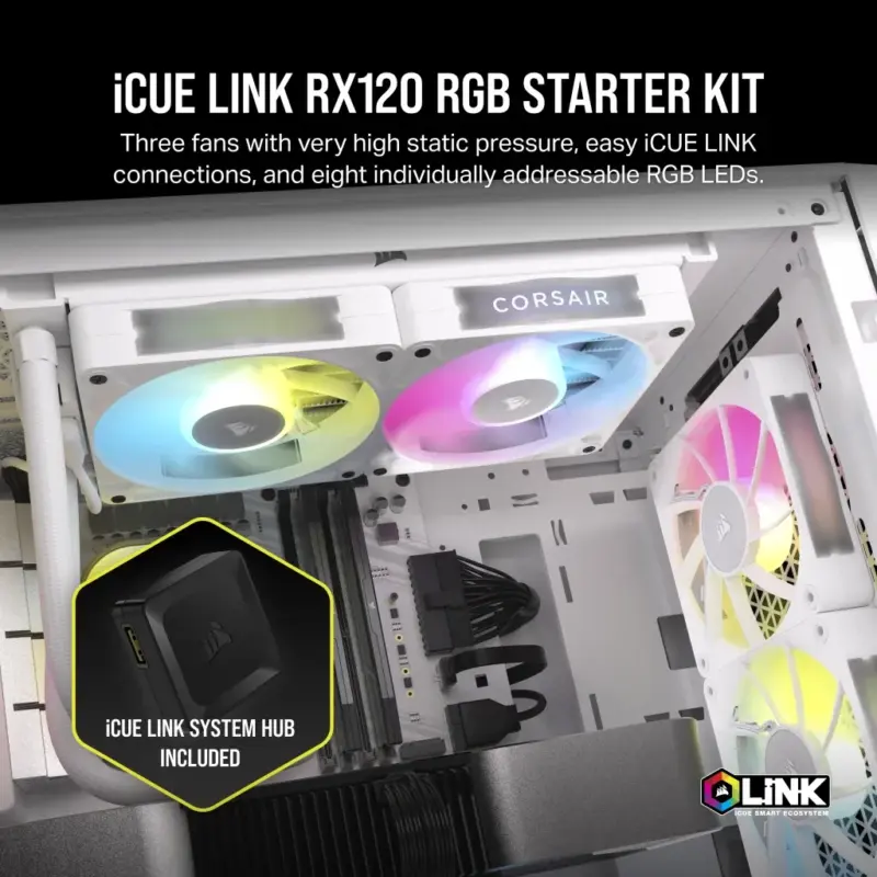 Corsair RX RGB Series; iCUE LINK RX120 RGB White; 120mm Fan; Triple Pack (CO-9051022-WW)_6