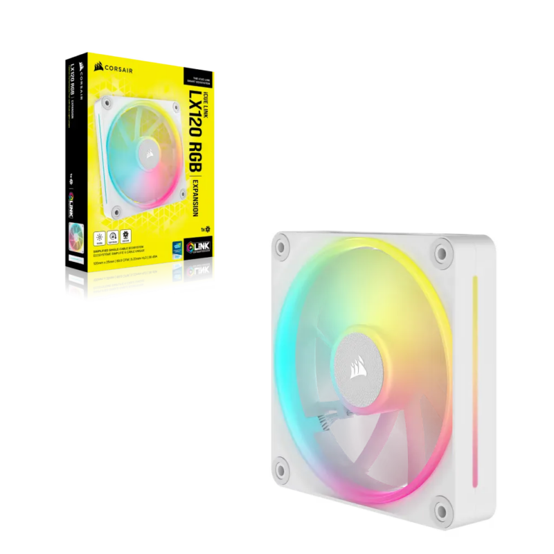 Corsair iCUE LINK LX120 RGB 120mm PWM Fan - Dual Light Loops – Requires iCUE LINK System Hub (Sold Separately) - White (CO-9051029-WW)_1