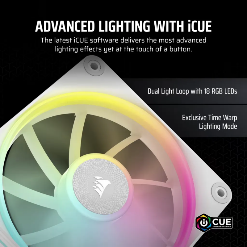 Corsair iCUE LINK LX120 RGB 120mm PWM Fan - Dual Light Loops – Requires iCUE LINK System Hub (Sold Separately) - White (CO-9051029-WW)_2