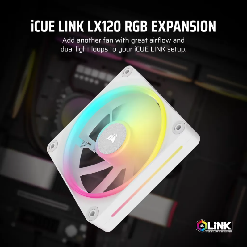 Corsair iCUE LINK LX120 RGB 120mm PWM Fan - Dual Light Loops – Requires iCUE LINK System Hub (Sold Separately) - White (CO-9051029-WW)_8