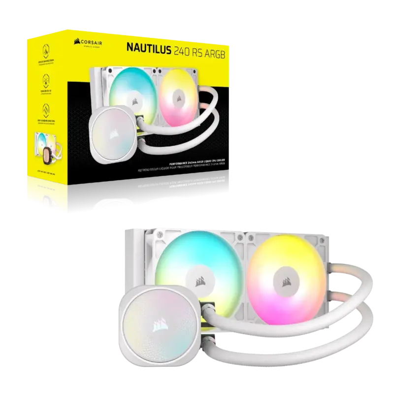 Corsair NAUTILUS 240 ARGB White; 240mm Radiator; Liquid CPU Cooler; Intel® LGA 1851/1700; AMD® AM5/AM4 (CW-9060094-WW)_1