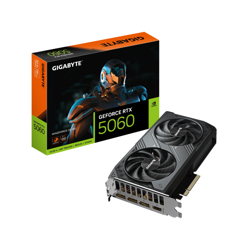 GIGABYTE nVidia GeForce RTX 5060 WINDFORCE OC 8GB - 8GB GDDR7; 128-Bit Memory Bus; 1x HDMI; 3x DisplayPort . (GV-N5060WF2OC-8GD)_1