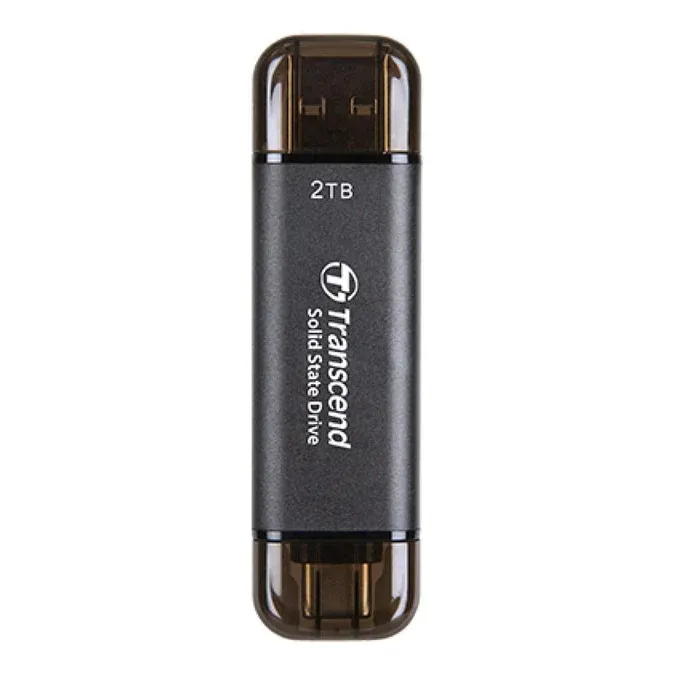 TRANSCEND 128 GB ESD310C USB3.2 TYPE A & C (USB 10Gbps) OTG COMPACT PORTABLE SSD  - Read 1050MB/s Write 950 MB/s - Black (TS128GESD310C)