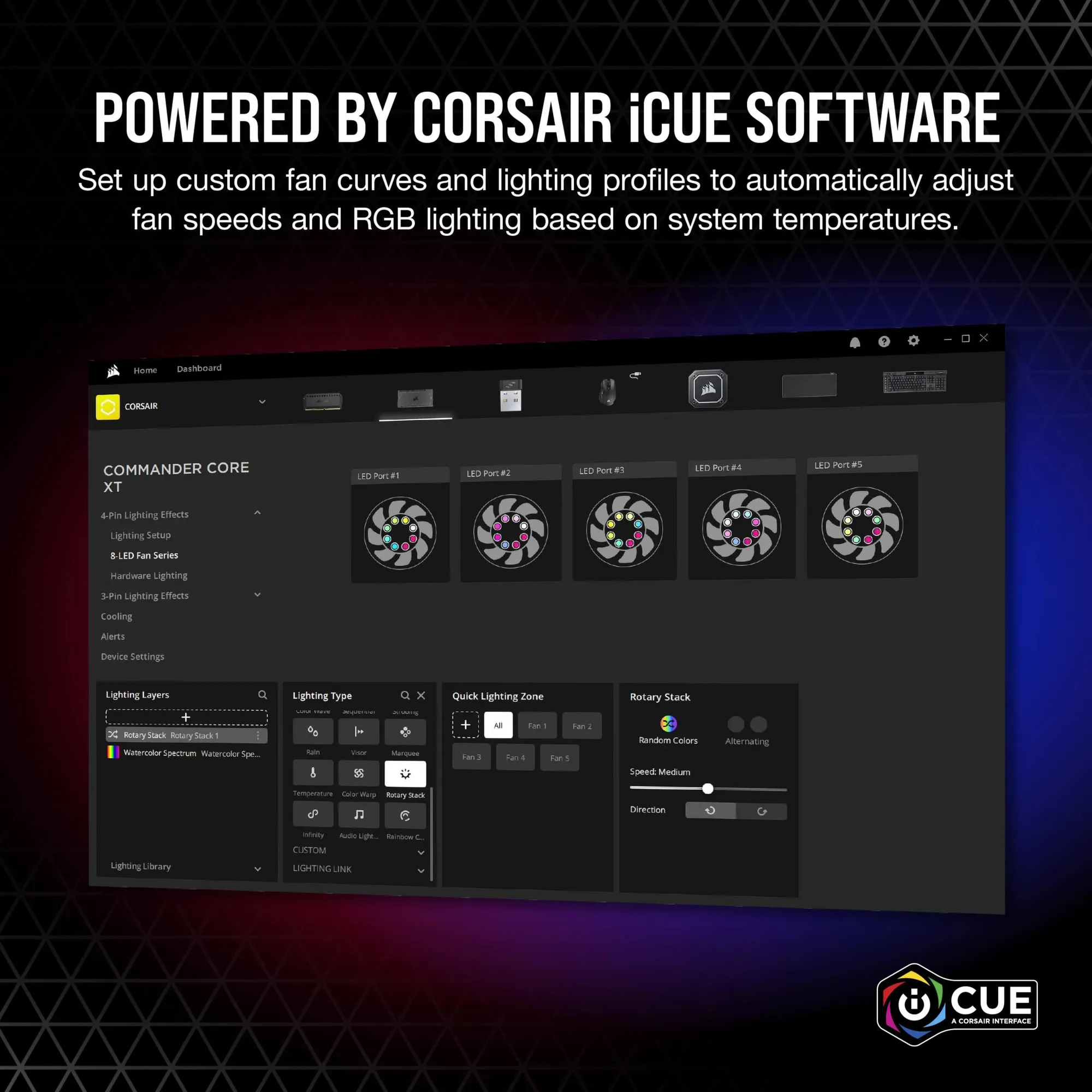 Corsair iCUE Commander CORE XT - Digital Fan Speed and RGB Lighting Controller.  6x Fan; 6x RGB (CL-9011112-WW) Corsair iCUE Commander CORE XT - Digital Fan Speed and RGB Lighting Controller.  6x Fan; 6x RGB (CL-9011112-WW)