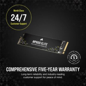 Corsair MP600 ELITE 2TB Gen4 PCIe x4 NVMe M.2 SSD (no heatsink); Read Up To 7000MB/s; Write up to 6500MB/s (CSSD-F2000GBMP600ENH)