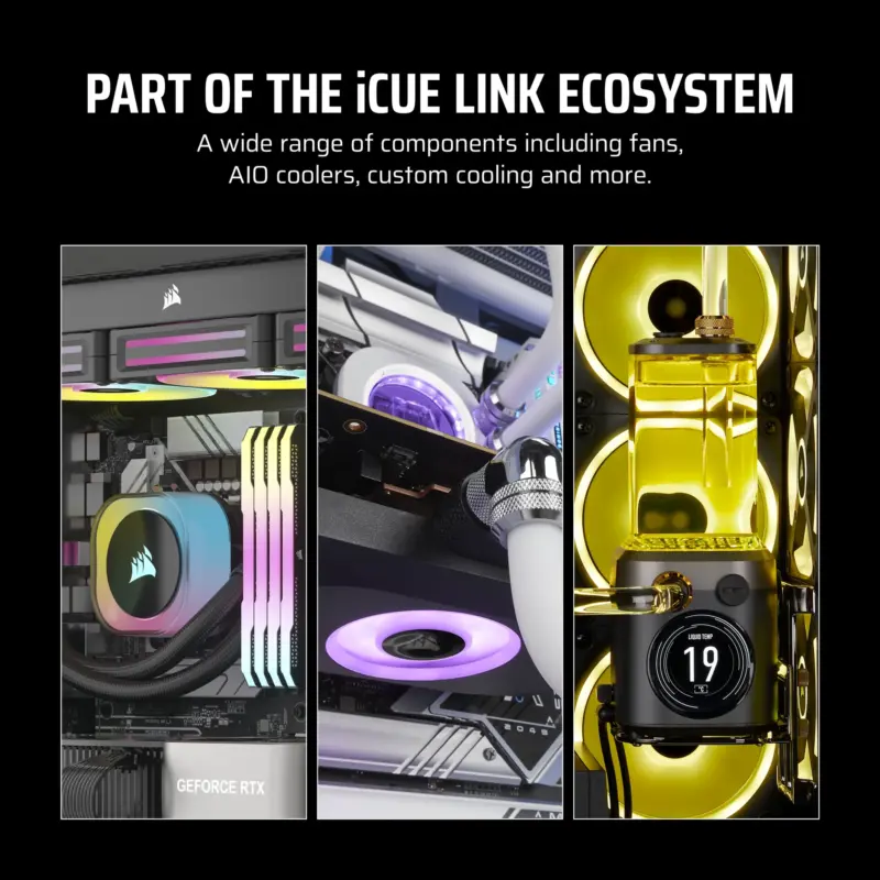 CORSAIR LX-R RGB Series; iCUE LINK LX120-R RGB; 120mm RGB Fan; Triple Fan Kit. (CO-9051050-WW) CORSAIR LX-R RGB Series; iCUE LINK LX120-R RGB; 120mm RGB Fan; Triple Fan Kit. (CO-9051050-WW)