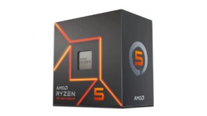 AMD Ryzen 5 7600 5nm SKT AM5 CPU; 6 Core/12 Thread; Base Clock 3.8GHz;32 MB Cache; Radeon Graphics; Wraith prism cooler (100-100001015BOX)