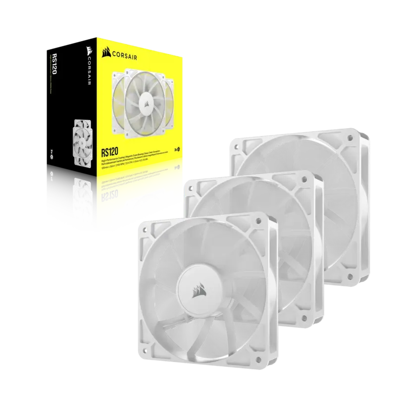 Corsair RS120 120mm PWM Fans Triple Pack – White (CO-9050193-WW) Corsair RS120 120mm PWM Fans Triple Pack – White (CO-9050193-WW)