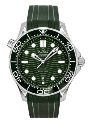 Omega Seamaster Rubber Strap Green Dial Automatic Diver's 210.32.42.20.10.001 300M Men's Watch