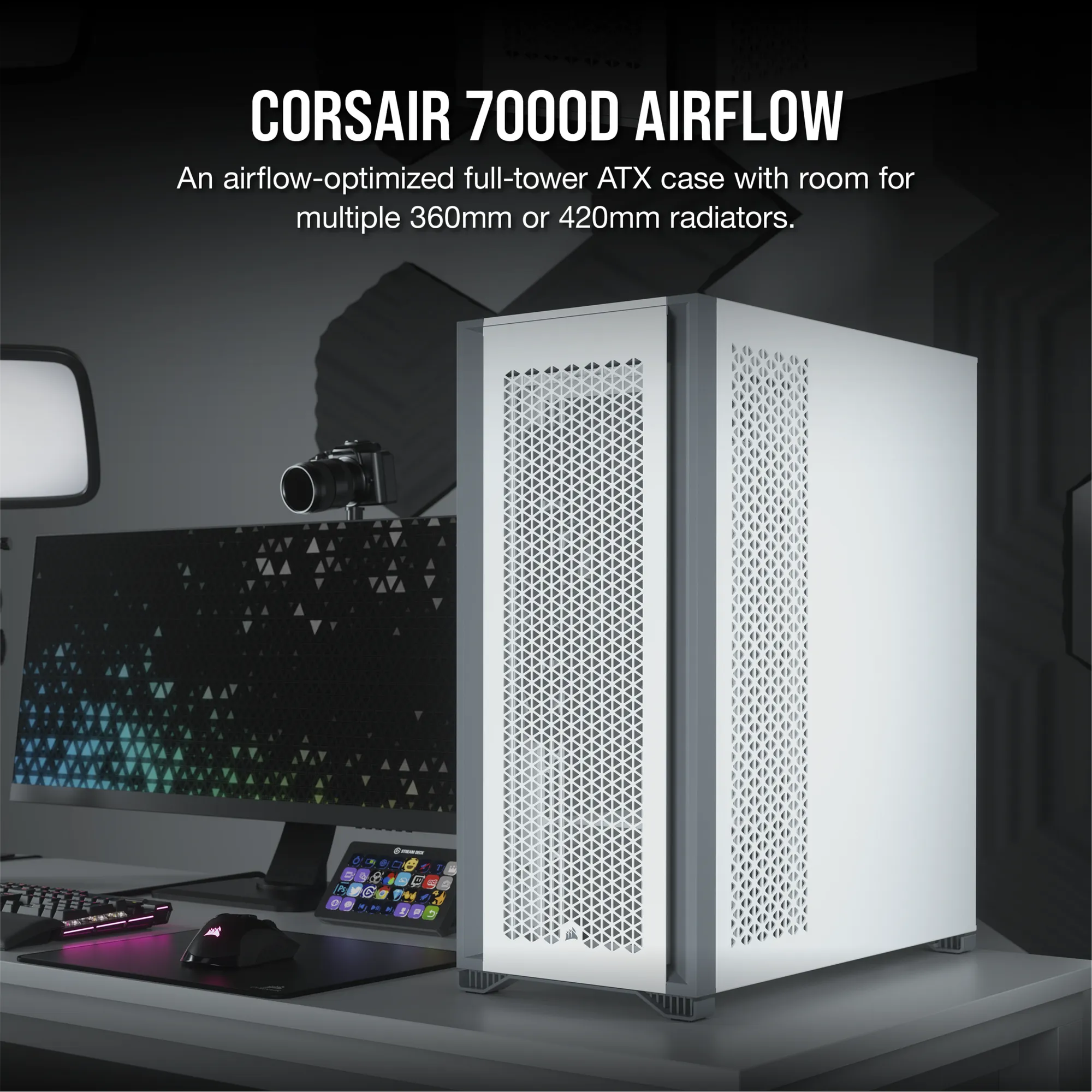 7000D Airflow White Tempered Glass Mid-Tower; 6x 3.5'' | 4x 2.5'' Drive Bays ; 480mm Radiator Compatible; 3x140mm fan incl (CC-9011219-WW) 3 7000D Airflow White Tempered Glass Mid-Tower; 6x 3.5'' | 4x 2.5'' Drive Bays ; 480mm Radiator Compatible; 3x140mm fan incl (CC-9011219-WW) - Image 3
