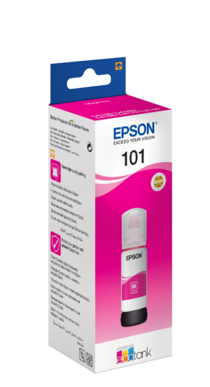 Epson 101 Ecotank Magenta ink bottle (70ml). 6000 pages @ 5% coverage. (C13T03V34A)