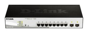 D-LINK 8-ports 10/100/1000Base-T PoE Smart Switch plus 2 SFP ports - 78W PoE budget (DGS-1210-10P)