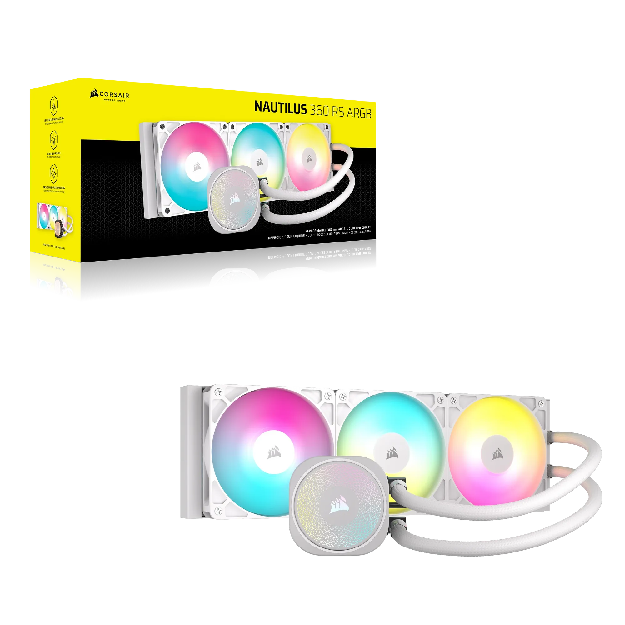Corsair NAUTILUS 360 ARGB White; 360mm Radiator; Liquid CPU Cooler; Intel® LGA 1851/1700; AMD® AM5/AM4 (CW-9060095-WW) 8 Corsair NAUTILUS 360 ARGB White; 360mm Radiator; Liquid CPU Cooler; Intel® LGA 1851/1700; AMD® AM5/AM4 (CW-9060095-WW) - Image 8