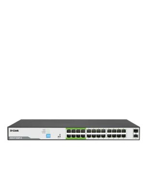D-Link 26-Port 10/100/1000Mbps Unmanaged Gigabit Long Range PoE Switch (24x PoE ports + 2x SFP uplink ports) (DGS-F1026P-E)