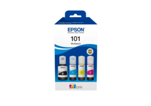 Epson 101 Ecotank Multipack ink bottle (337ml). Black 7500 pgs & 6000 pages each colour @ 5% coverage. (C13T03V64A)