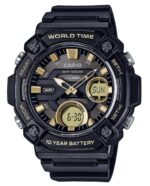 Casio Youth Analog Digital Resin Black Dial Quartz AEQ-120W-9AV AEQ120W-9 100M Men's Watch